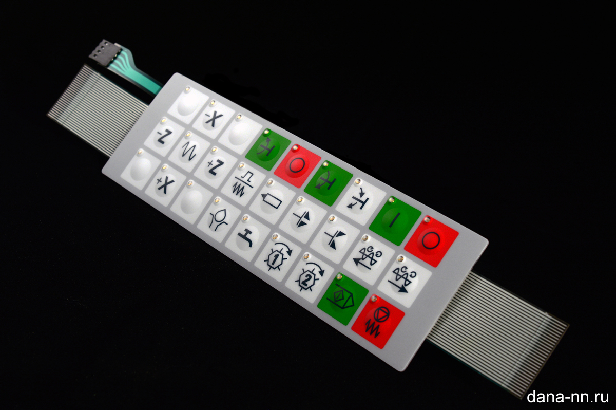 Пленочная клавиатура со светодиодами и формованными кнопками