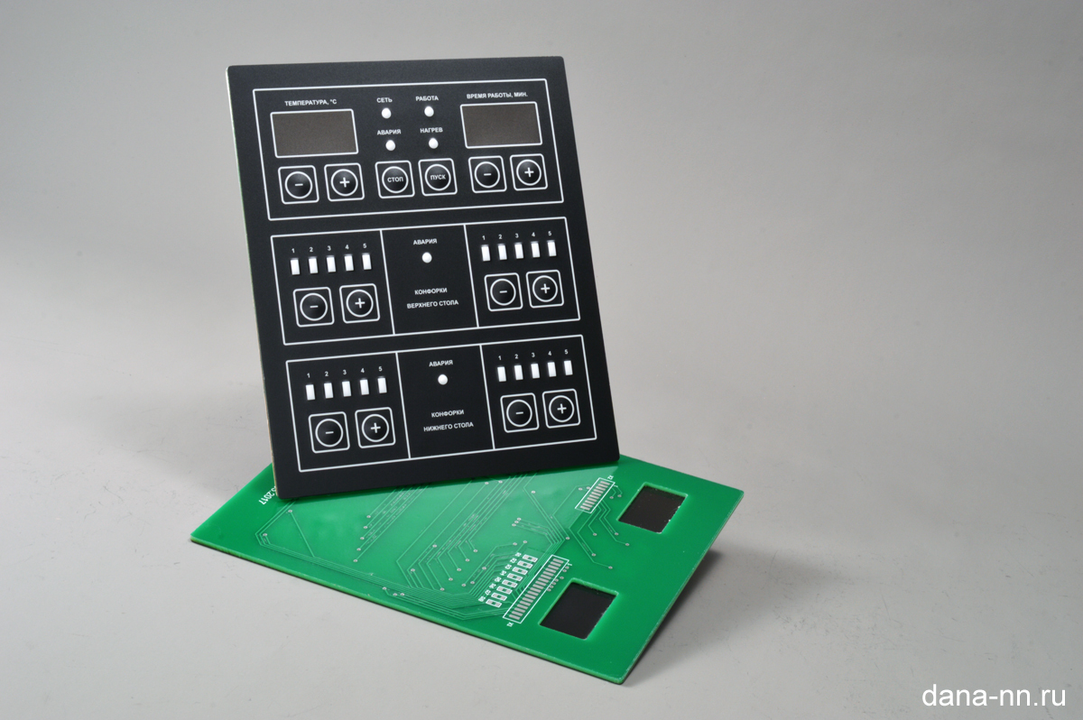 Пленочная клавиатура на жесткой плате с тонированными окнами