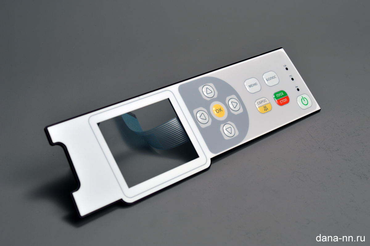 Пленочная клавиатура с pu клавишами, светодиодами и прозрачным окном