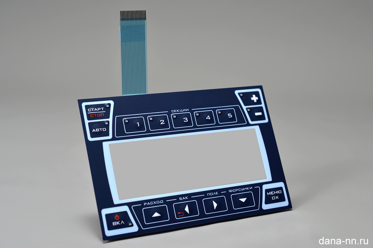 Пленочная клавиатура со светодиодами и окном под жк-дисплей