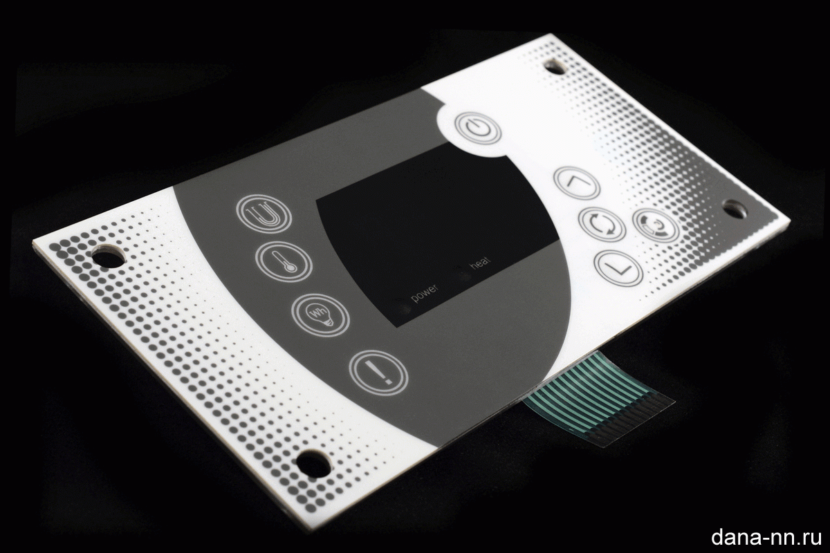 Пленочная клавиатура на жестком основании из поликарбоната с втулками