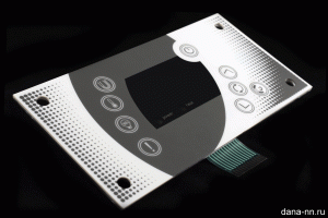 Пленочная клавиатура на жестком основании из поликарбоната с втулками