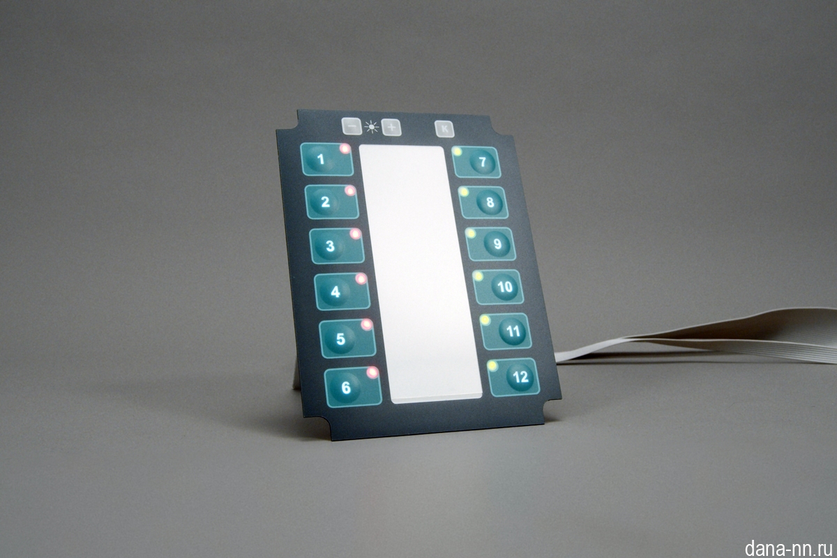 Пленочная клавиатура со светодиодами и карманами для вставки информации
