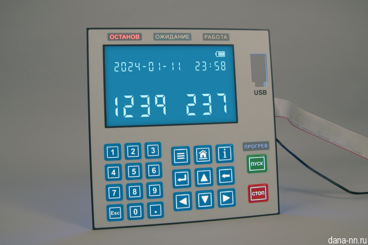 Пленочная клавиатура на жесткой плате с дневной зональной подсветкой