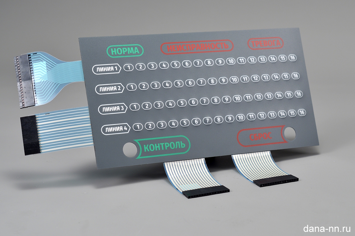 Пленочная клавиатура с зональной подсветкой кнопок и индикаторов