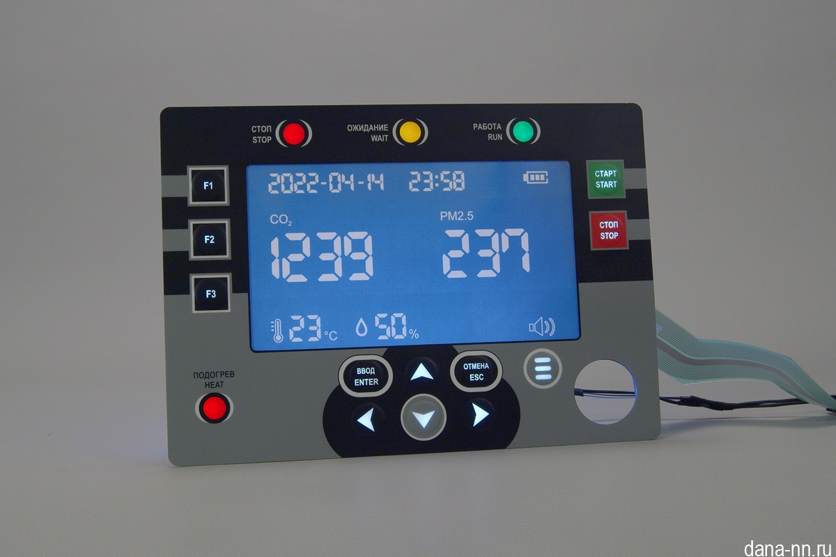 Пленочная клавиатура с зональной подсветкой кнопок и индикаторов