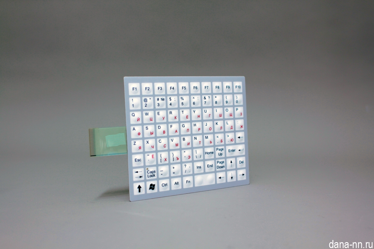 Пленочная qwerty клавиатура, шлейф с шагом 1,27 мм.