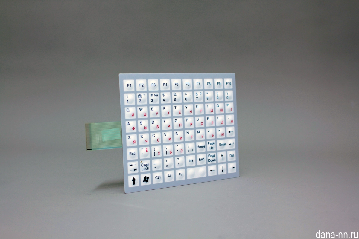 Пленочная qwerty клавиатура, шлейф с шагом 1,27 мм.